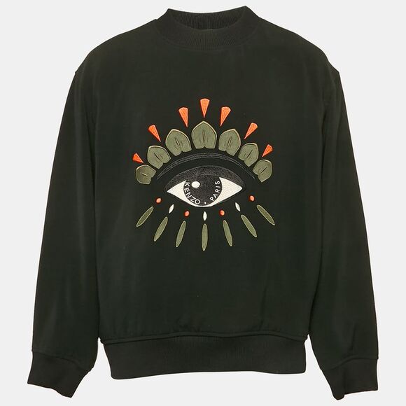 Kenzo Black Eye Embroidery Knit Crew Neck Sweatshirt L